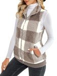 Cozy Women's Sherpa Gilet with Pockets, Plaid