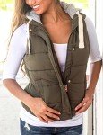 Slim Sleeveless Hooded Winter Puffer Vest - Army Green