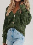 PrettyGarden Women's Open Front Knit Cardigan, Army Green