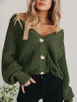 PrettyGarden Women's Open Front Knit Cardigan, Army Green