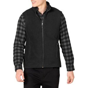 Men's Polar Fleece Vest with Full Zip, Black