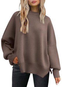 Oversized Batwing Sweater for Women - Nutmeg
