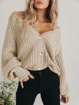 Classic V-Neck Button Down Cardigan for Women