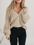 Classic V-Neck Button Down Cardigan for Women