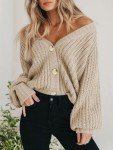 Classic V-Neck Button Down Cardigan for Women