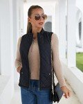 Lightweight Quilted Women's Vest with Pockets, Black