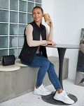Lightweight Quilted Women's Vest with Pockets, Black