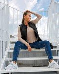 Lightweight Quilted Women's Vest with Pockets, Black