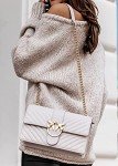 BTFBM Women’s Oversized Crew Neck Knit Sweater - Apricot