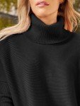 LILLUSORY Women's Black Oversized Turtleneck Sweater