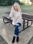 BTFBM Women’s Oversized Crew Neck Knit Sweater - Apricot