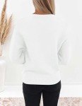 ZESICA Women's Soft White Crew Neck Sweater