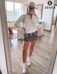 ZESICA Women's Soft White Crew Neck Sweater