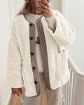 Warm Beige Sherpa Fleece Coat for Women