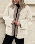 Warm Beige Sherpa Fleece Coat for Women