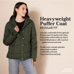Women's Plus Size Tan Hooded Puffer Coat