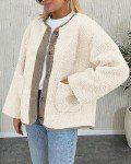 Warm Beige Sherpa Fleece Coat for Women