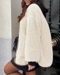 Warm Beige Sherpa Fleece Coat for Women