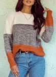 Dokotoo Women's Color Block Long Sleeve Sweater
