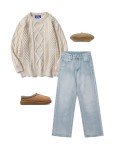 Aelfric Eden Vintage Oversized Knit Sweater - Khaki