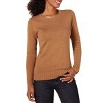 Women's Cotton Crewneck Pullover in Camel Brown