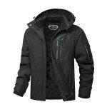 Men's Waterproof Hooded Ski Jacket - Black X-Large