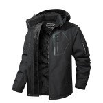 Men's Waterproof Hooded Ski Jacket - Black X-Large
