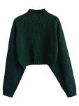 ZAFUL Women's High Neck Ribbed Knit Crop Sweater