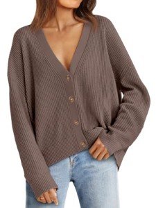 LILLUSORY Women's Lightweight Oversized Cardigan in Nutmeg