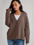 LILLUSORY Women's Lightweight Oversized Cardigan in Nutmeg