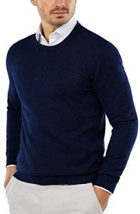 Men's Lightweight Cotton Blue Crewneck Sweater - M