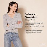 Women's Lightweight V-Neck Jumper in Charcoal Heather