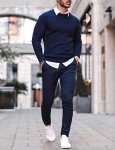 Men's Lightweight Cotton Blue Crewneck Sweater - M