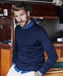 Men's Lightweight Cotton Blue Crewneck Sweater - M