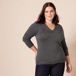 Women's Lightweight V-Neck Jumper in Charcoal Heather