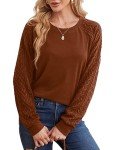 Women's Lightweight Crewneck Cable Knit Sweatshirt
