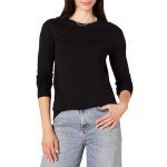 Women's Cotton Crewneck Sweater in Black