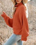 Brick Red Oversized Turtleneck Batwing Sweater