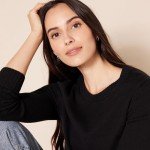 Women's Cotton Crewneck Sweater in Black