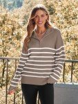 LILLUSORY Women’s Striped Oversized Mock Turtleneck Sweater
