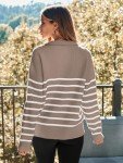 LILLUSORY Women’s Striped Oversized Mock Turtleneck Sweater