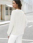 AUTOMET Women's Casual Soft Ribbed Sweater - White