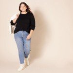 Women's Cotton Crewneck Sweater in Black