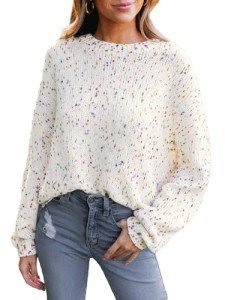CUPSHE Women's Rainbow Knit Sweater - White