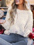 CUPSHE Women's Rainbow Knit Sweater - White