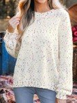 CUPSHE Women's Rainbow Knit Sweater - White