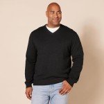 Amazon Essentials Men's V-Neck Sweater (Available in Big & Tall), Charcoal Heather, X-Large
