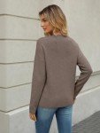 LILLUSORY Womens V Neck Pullover Sweater Long Sleeve Fashion Shirts Fall Outfits 2024 Knit Trendy Slim Fitted Tops Nutmeg L
