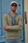 PJ PAUL JONES Sweaters for Men Crewneck Cable Knit Waffle Textured Pullover Sweater Men Green