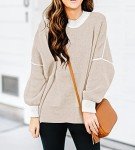 ETCYY Womens Oversized Sweaters Fall 2024 Fashion Clothes Trendy Batwing Sleeve Colorblock Striped Knit Pullover Sweater Tops(M.Apricot)